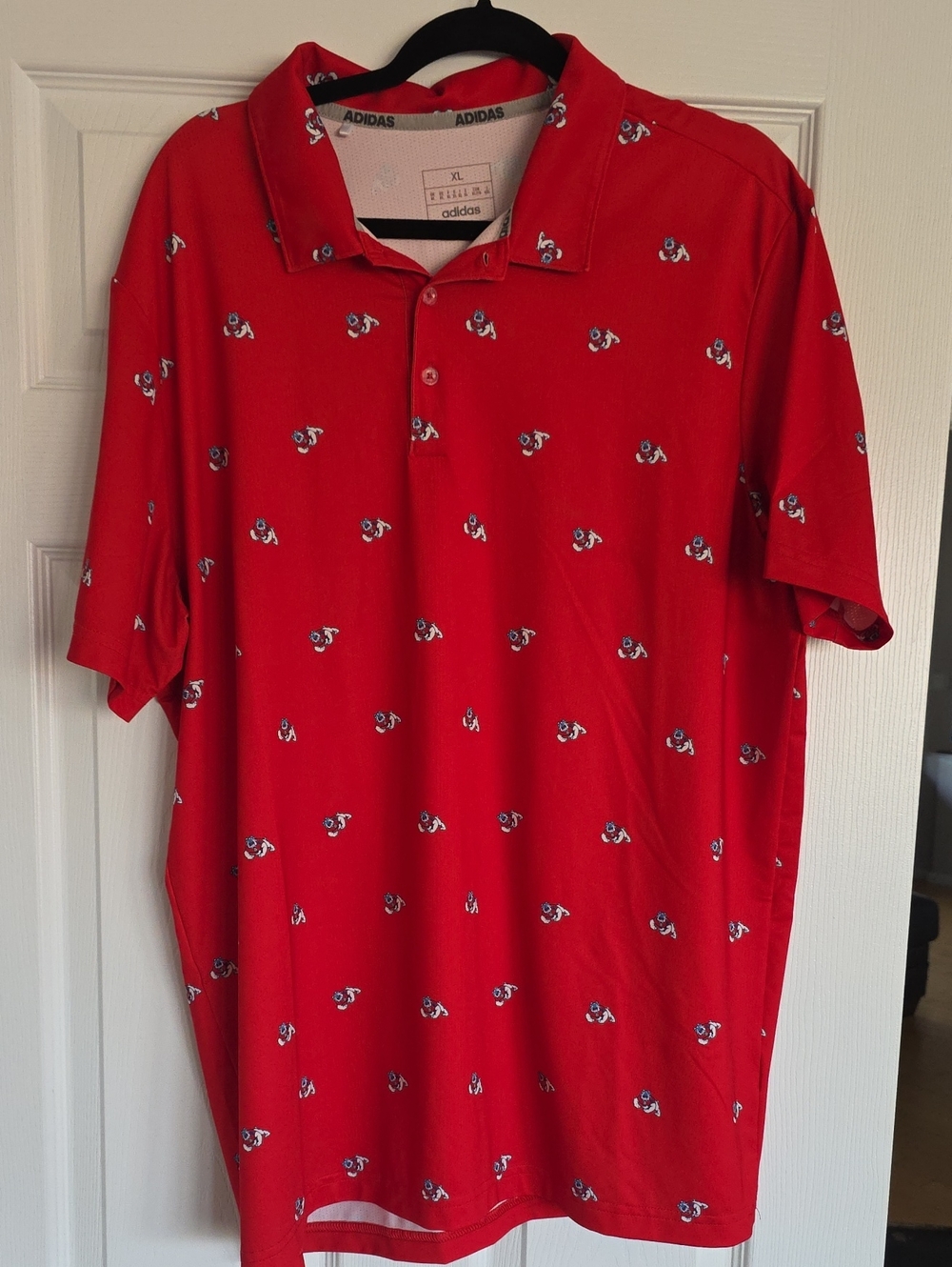 adidas Fresno State Men’s Red Polo with Small Bulldog Print